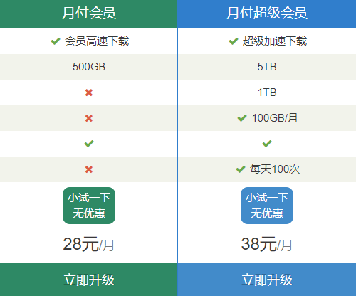 城通网盘加速会员和会员区别详情