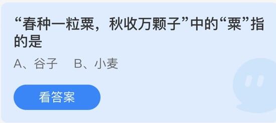 春种一粒粟，秋收万颗子中的粟指的是